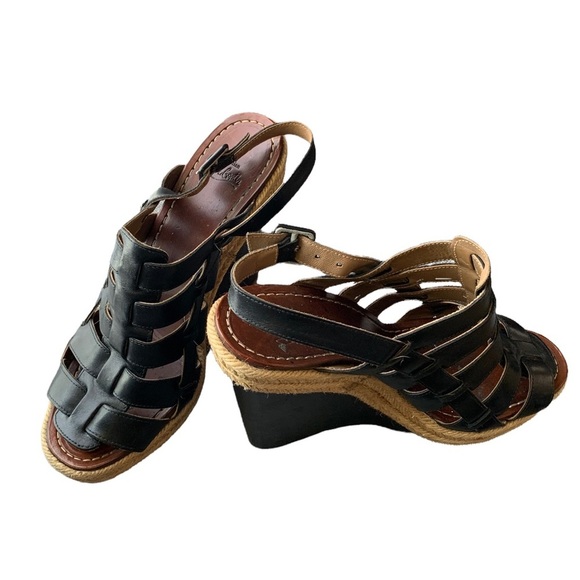 Christian Louboutin Black Barcelona Leather Wedge Sandal Size 39 - Picture 2 of 16